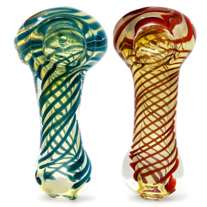 3.5" Gold Fumed Glass Spiral Twists In A Tube Hand Pipes - 2Pk [RJA92]